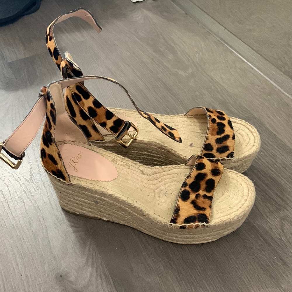 J crew leopard calf hair espadrilles size 7.5